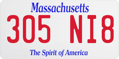 MA license plate 305NI8