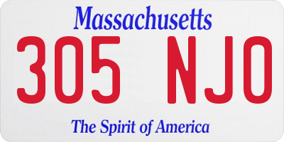 MA license plate 305NJ0