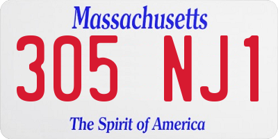 MA license plate 305NJ1