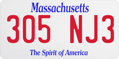 MA license plate 305NJ3