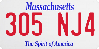 MA license plate 305NJ4