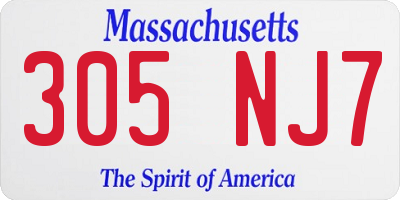 MA license plate 305NJ7