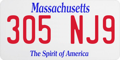 MA license plate 305NJ9