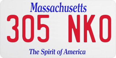 MA license plate 305NK0