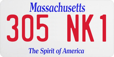 MA license plate 305NK1