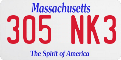 MA license plate 305NK3