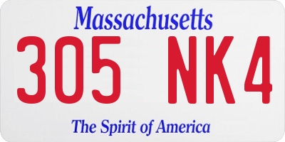MA license plate 305NK4