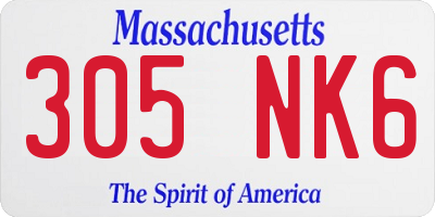 MA license plate 305NK6