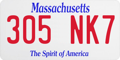 MA license plate 305NK7