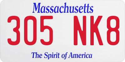 MA license plate 305NK8