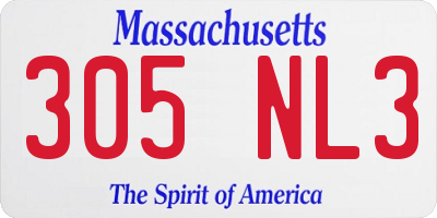 MA license plate 305NL3