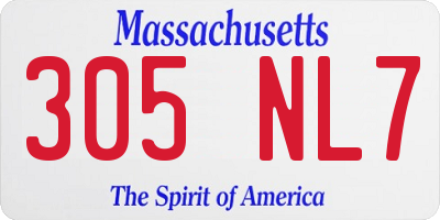 MA license plate 305NL7