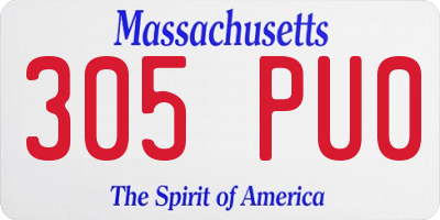 MA license plate 305PU0