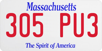 MA license plate 305PU3