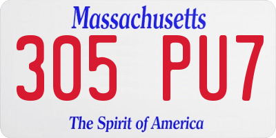 MA license plate 305PU7