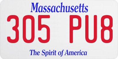 MA license plate 305PU8