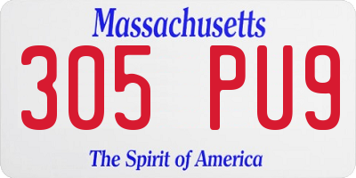 MA license plate 305PU9