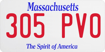 MA license plate 305PV0