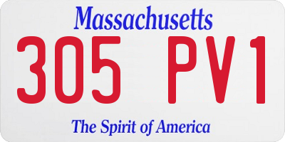 MA license plate 305PV1
