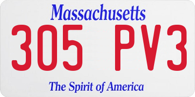 MA license plate 305PV3