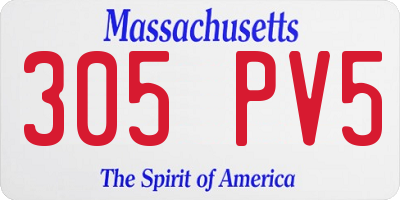 MA license plate 305PV5