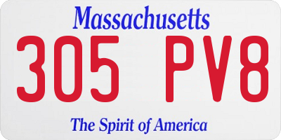 MA license plate 305PV8