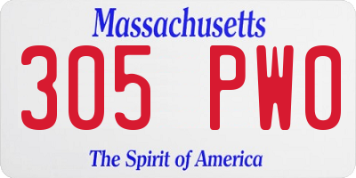 MA license plate 305PW0