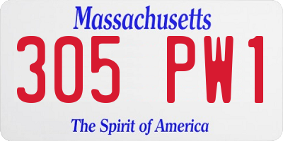 MA license plate 305PW1