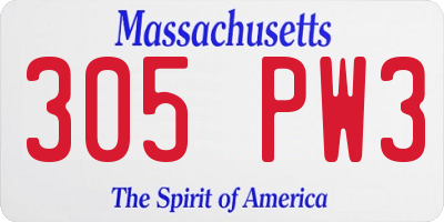 MA license plate 305PW3
