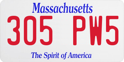 MA license plate 305PW5