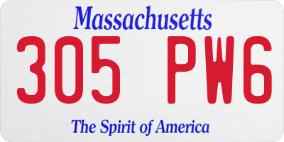 MA license plate 305PW6