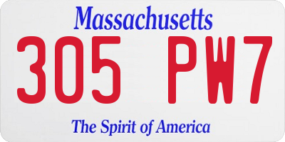 MA license plate 305PW7