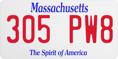 MA license plate 305PW8