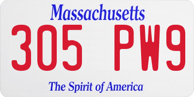 MA license plate 305PW9