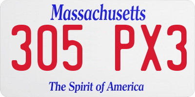 MA license plate 305PX3