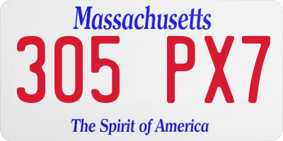 MA license plate 305PX7