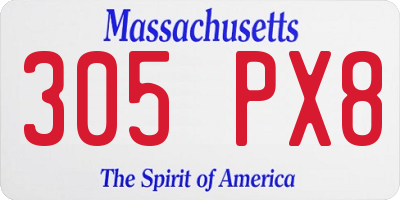 MA license plate 305PX8