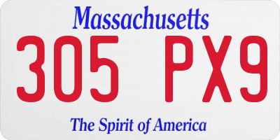 MA license plate 305PX9