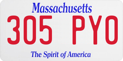 MA license plate 305PY0