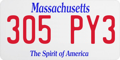MA license plate 305PY3