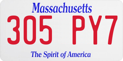 MA license plate 305PY7