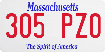 MA license plate 305PZ0