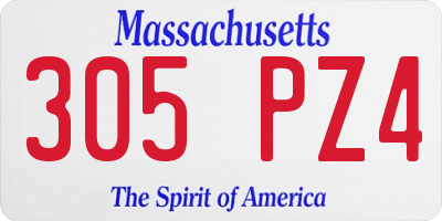 MA license plate 305PZ4
