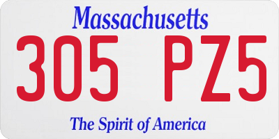 MA license plate 305PZ5