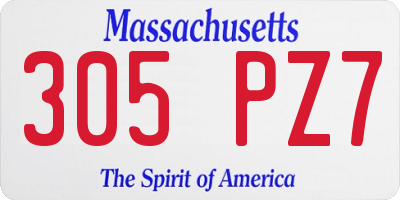 MA license plate 305PZ7