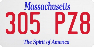 MA license plate 305PZ8