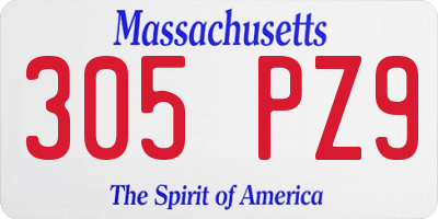 MA license plate 305PZ9
