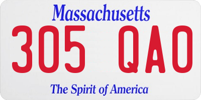 MA license plate 305QA0