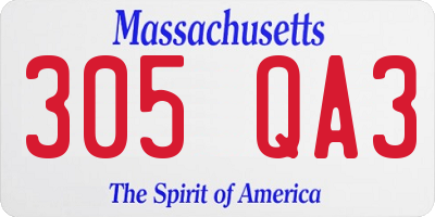 MA license plate 305QA3