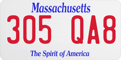 MA license plate 305QA8